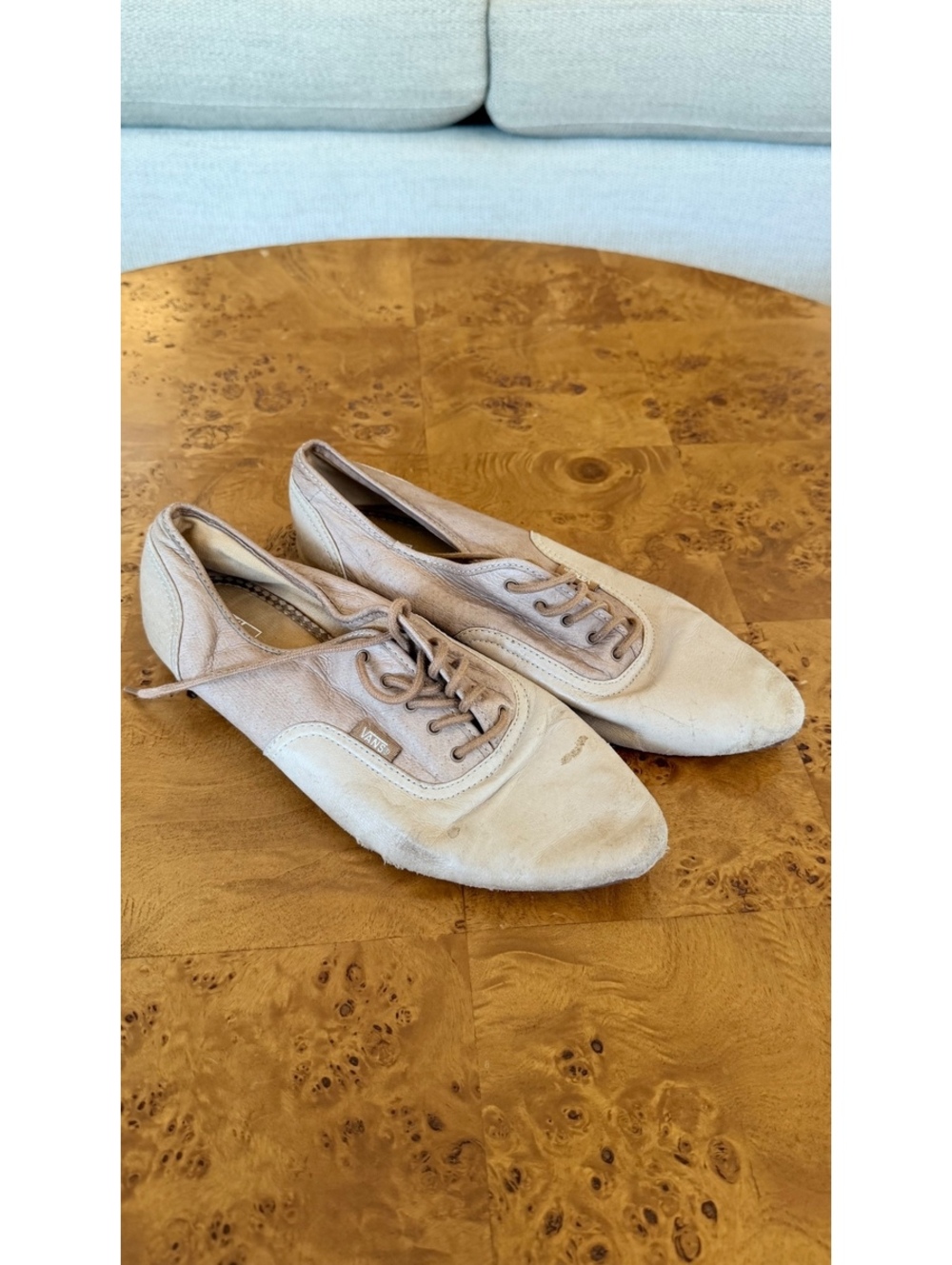 Vans Women's Beige Leather Oxford Shoes